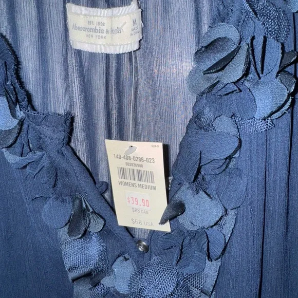 Abercrombie & Fitch Deep Blue Ruffle Blouse - Picture 4 of 5